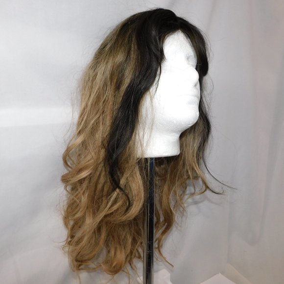 Two Tone Blonde Brown Wavy synthetic wig 22” Halloween Cosplay Dress up - - Picture 2 of 9